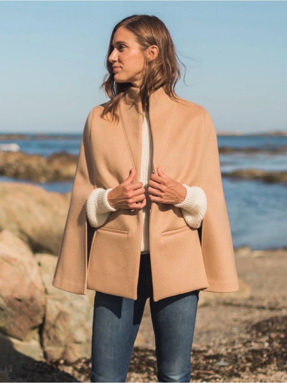 NWT - Alice Walk - Women's Structured Wool Cape Coat - Camel - Size: XS